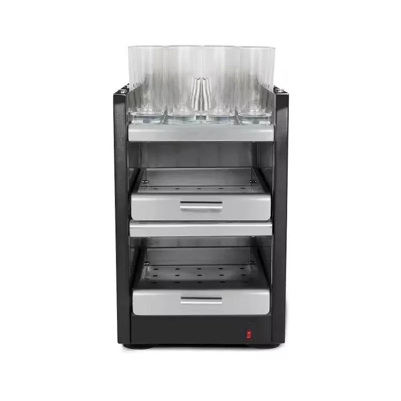 Commercial cup warmer — countertop pre-heat station for café and hotel beverage service, stainless steel