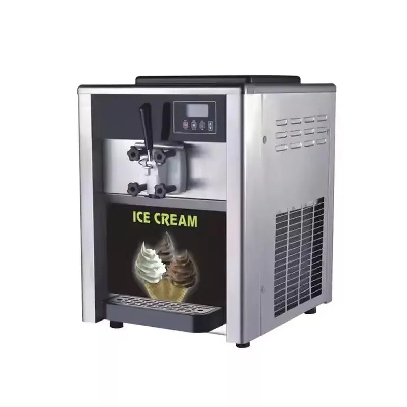 Commercial soft serve ice cream machine — twin hopper soft serve maker for ice cream shops and dessert bars