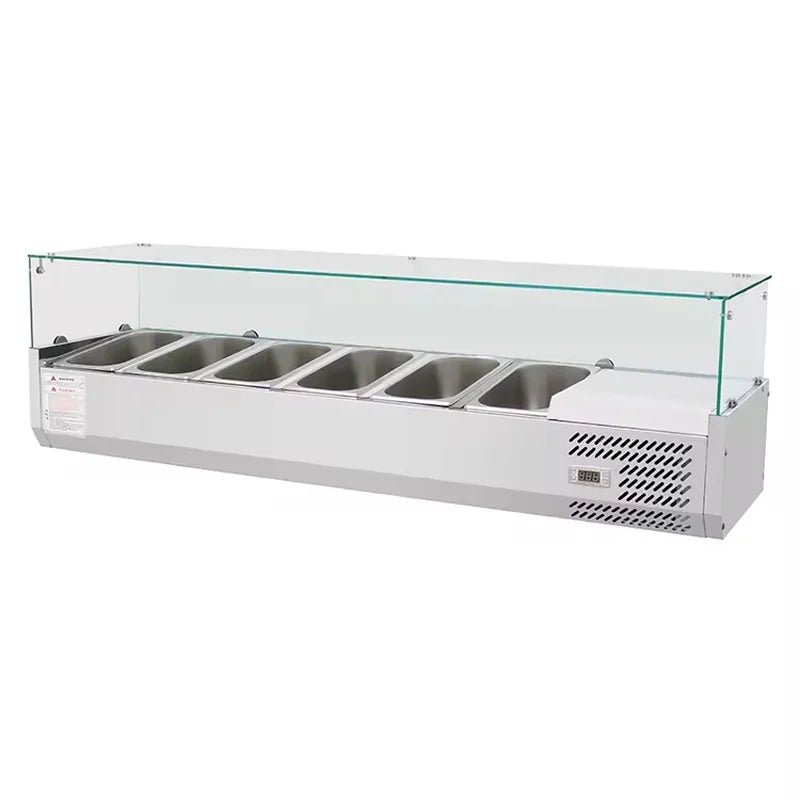 Commercial refrigerated salad showcase — GN pan display cooler for restaurant and hotel buffet