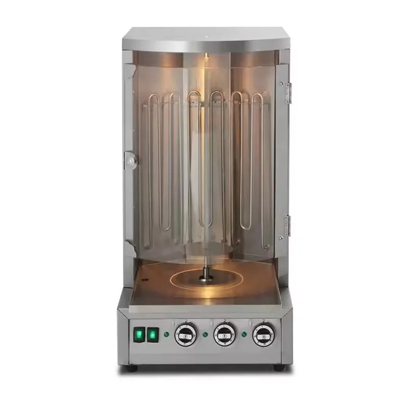 Commercial shawarma grills — electric and LPG gas, vertical rotisserie, stainless steel, for Middle-Eastern and kebab restaurants