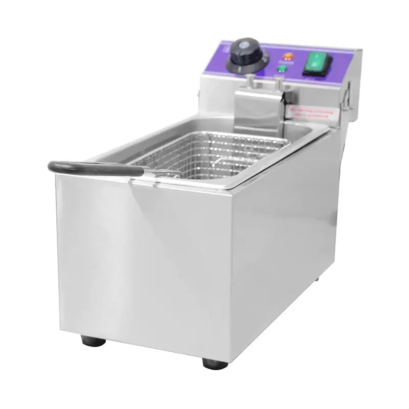 Commercial electric deep fryers — single and dual tank, countertop and floor-standing models, stainless steel