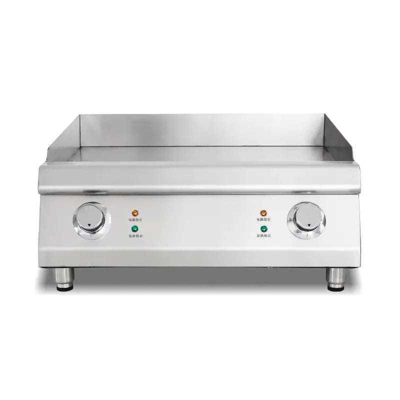 Commercial electric griddles — flat, grooved and combination plate configurations, stainless steel, multiple widths