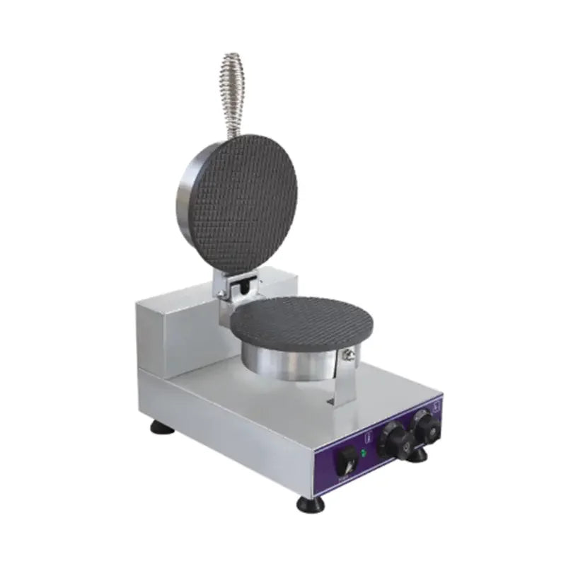 Commercial waffle maker — cast iron or non-stick plates, compact countertop format for café and dessert shop use
