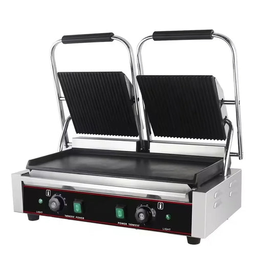 CHZ-810-2A double electric contact grill with ribbed and smooth plates