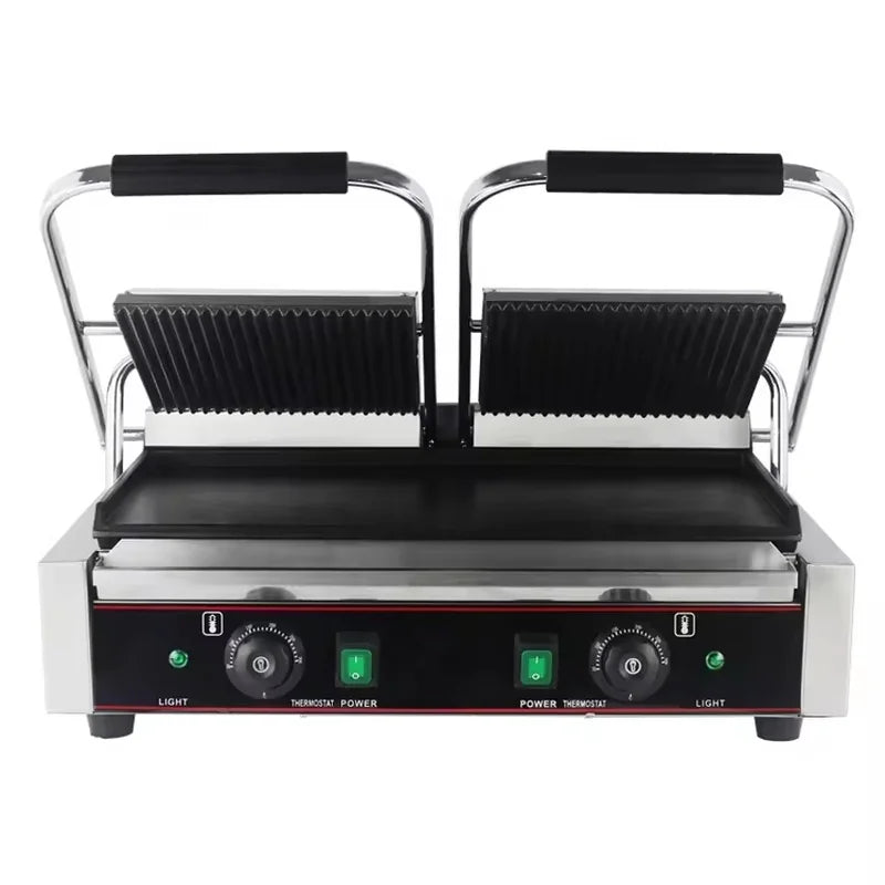 CHZ-810-2A double electric contact grill with ribbed and smooth plates