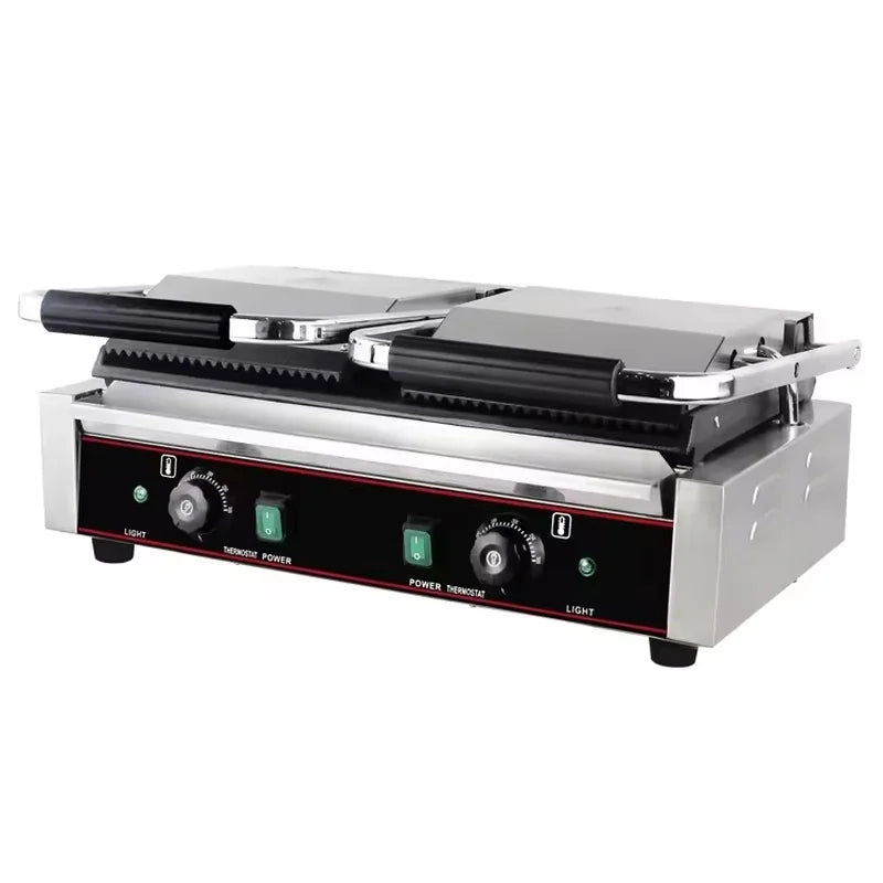 CHZ-810-2A double electric contact grill with ribbed and smooth plates