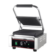 CHZ-810 electric contact grill with ribbed non-stick cast-iron plates