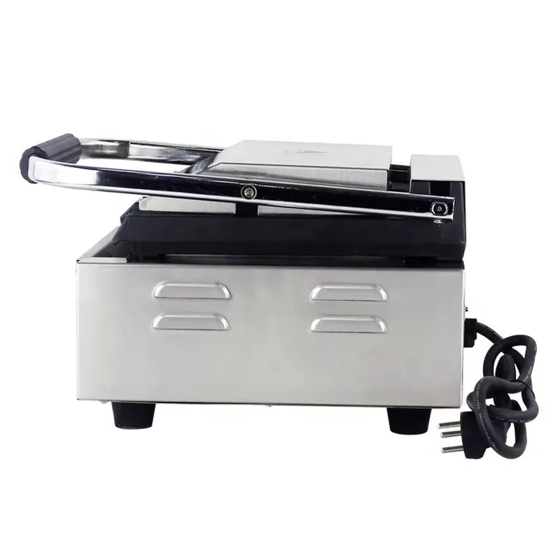 CHZ-810 electric contact grill with ribbed non-stick cast-iron plates