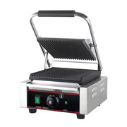 CHZ-810 electric contact grill with ribbed non-stick cast-iron plates