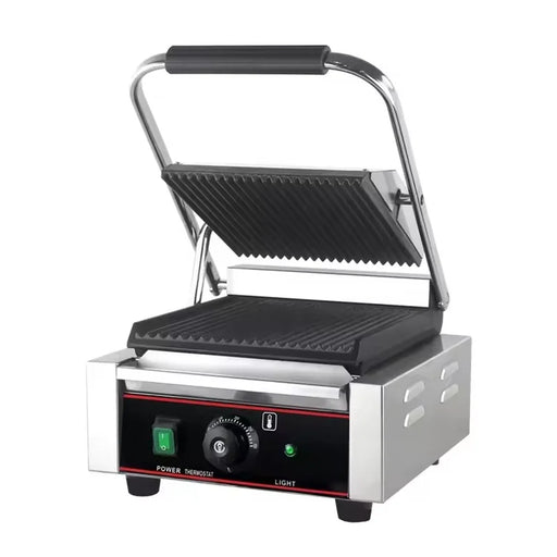 CHZ-810 electric contact grill with ribbed non-stick cast-iron plates