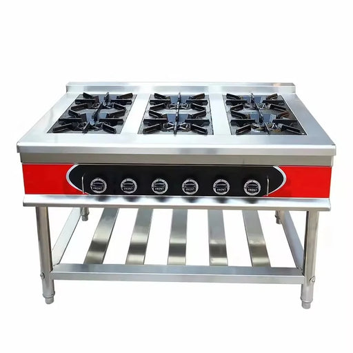 GZL-6W commercial 6-burner gas vertical cook stove stainless steel