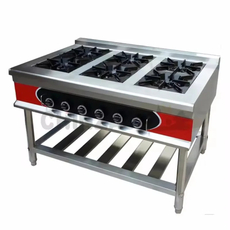 GZL-6W commercial 6-burner gas vertical cook stove stainless steel