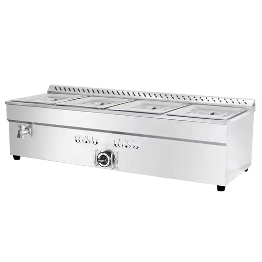 QRTC-4H gas-heated bain marie buffet food warmer, stainless steel