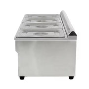 QRTC-4H gas-heated bain marie buffet food warmer, stainless steel