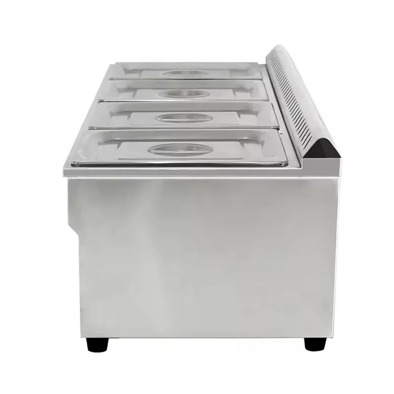 QRTC-4H gas-heated bain marie buffet food warmer, stainless steel