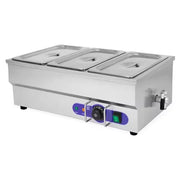 SB-2T-3 3-pan countertop electric bain marie, stainless steel
