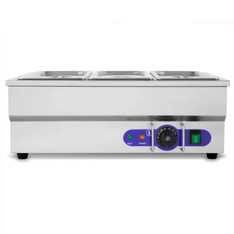 SB-2T(1/3) 3-pan countertop electric bain marie, stainless steel