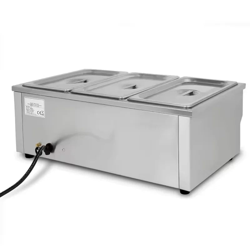 SB-2T(1/3) 3-pan countertop electric bain marie, stainless steel