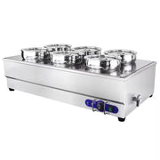 SB-6TR 6-pot round-well electric bain marie soup station, stainless steel