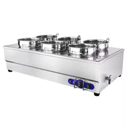 SB-6TR 6-pot round-well electric bain marie soup station, stainless steel