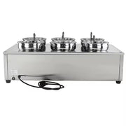 SB-6TR 6-pot round-well electric bain marie soup station, stainless steel