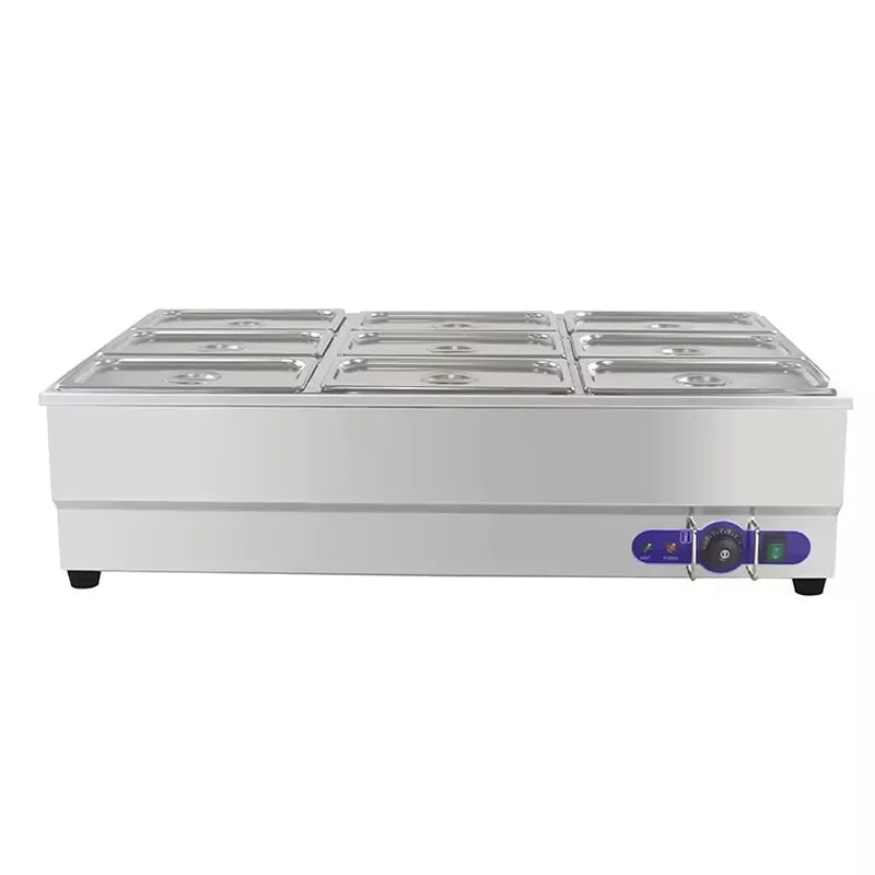 SB-6T(1/3) 9-pan countertop electric bain marie, stainless steel