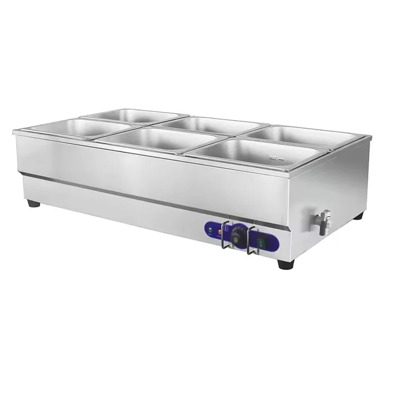 SB-6T 6-pan countertop electric bain marie, stainless steel