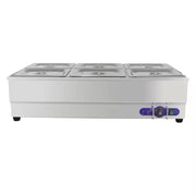 SB-6T 6-pan countertop electric bain marie, stainless steel