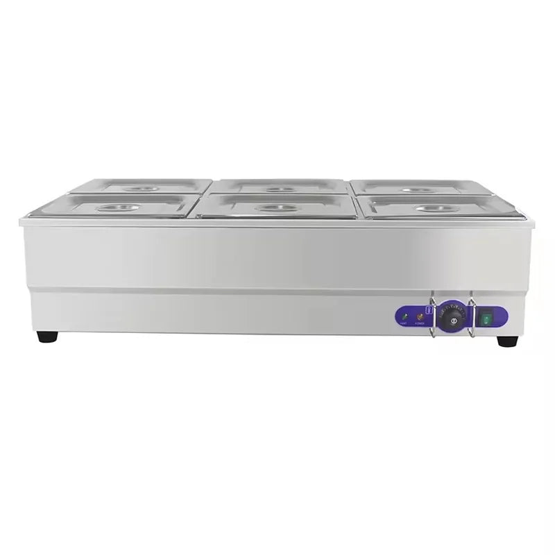 SB-6T 6-pan countertop electric bain marie, stainless steel