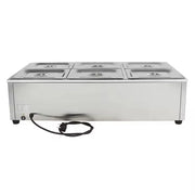 SB-6T 6-pan countertop electric bain marie, stainless steel