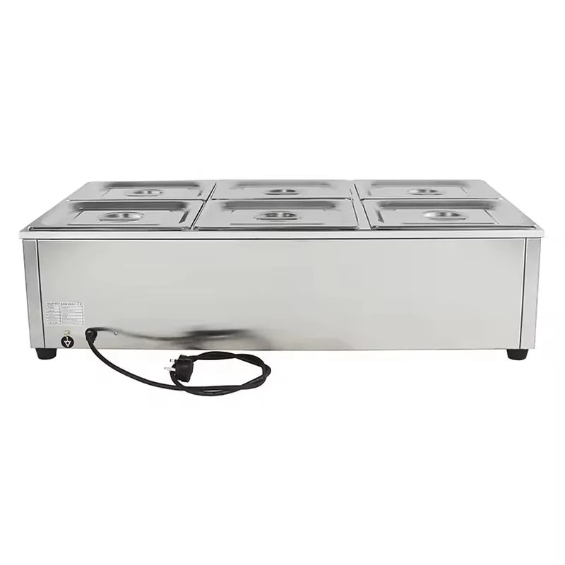 SB-6T 6-pan countertop electric bain marie, stainless steel