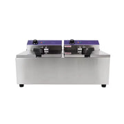 DZL-152B dual-tank countertop electric deep fryer, stainless steel