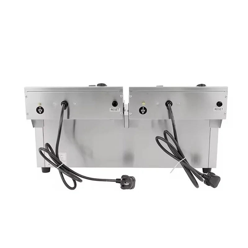 DZL-152B dual-tank countertop electric deep fryer, stainless steel