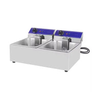 DZL-20B dual-tank countertop electric deep fryer, stainless steel