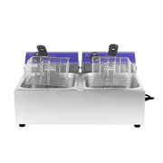 DZL-20B dual-tank countertop electric deep fryer, stainless steel