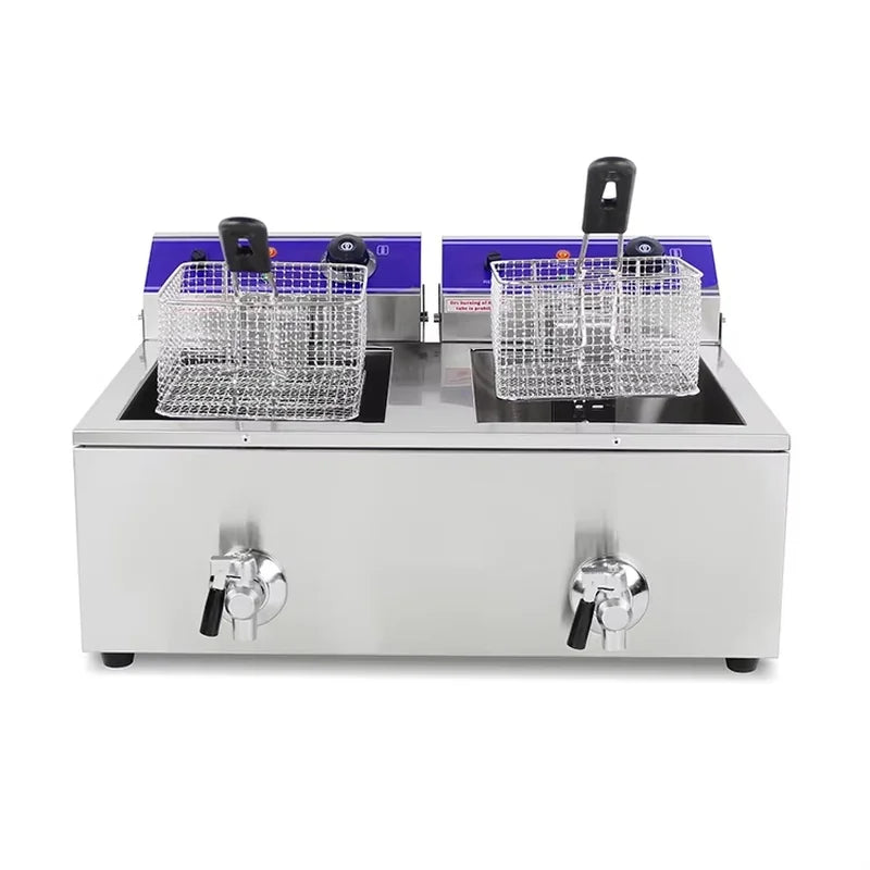 DZL-20L dual-tank countertop electric deep fryer, stainless steel