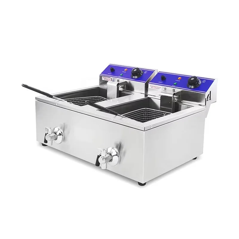 DZL-20L commercial electric deep fryer detail close-up for basket, lid, or control component