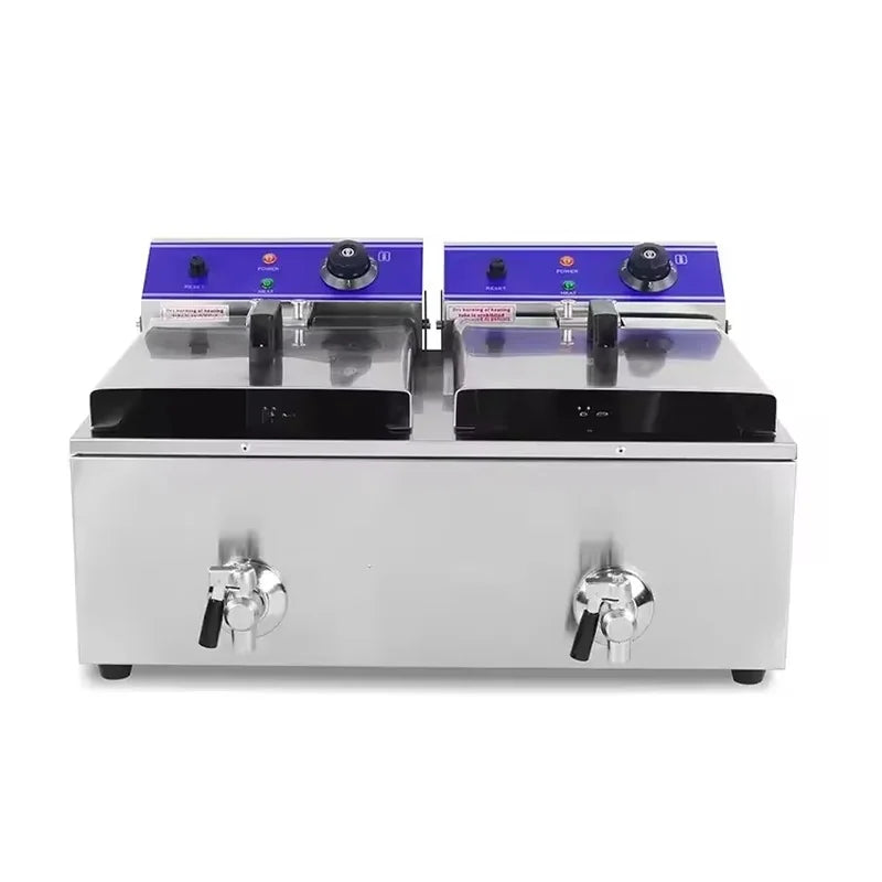 DZL-20L dual-tank countertop electric deep fryer, stainless steel