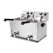DZL-8L-2 dual-tank commercial electric deep fryer with oil valve, stainless steel