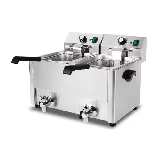 DZL-8L-2 dual-tank countertop electric deep fryer, stainless steel