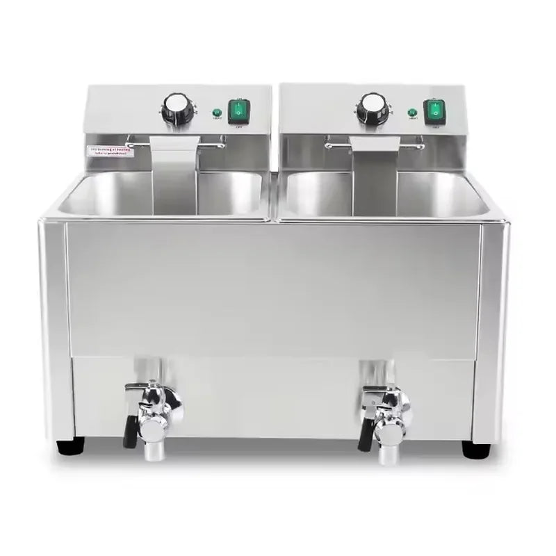 DZL-8L-2 dual-tank countertop electric deep fryer, stainless steel