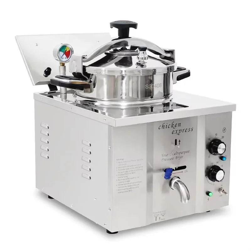 MDXZ-16B countertop electric pressure fryer for broasted chicken, stainless steel