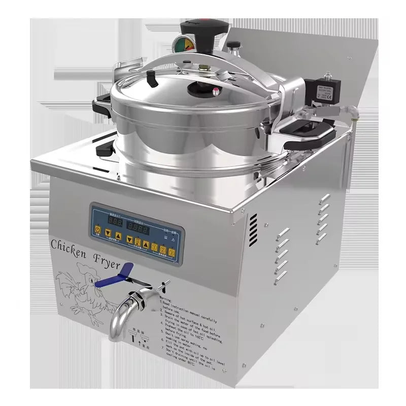MDXZ-16B countertop electric pressure fryer for broasted chicken, stainless steel