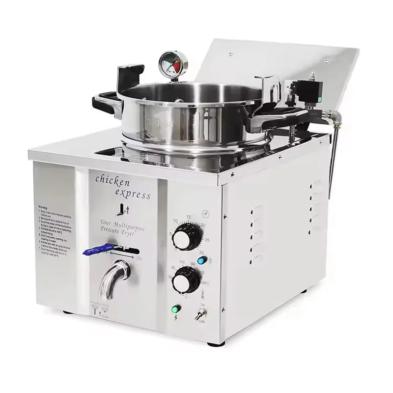 MDXZ-16 countertop electric pressure fryer for broasted chicken, stainless steel