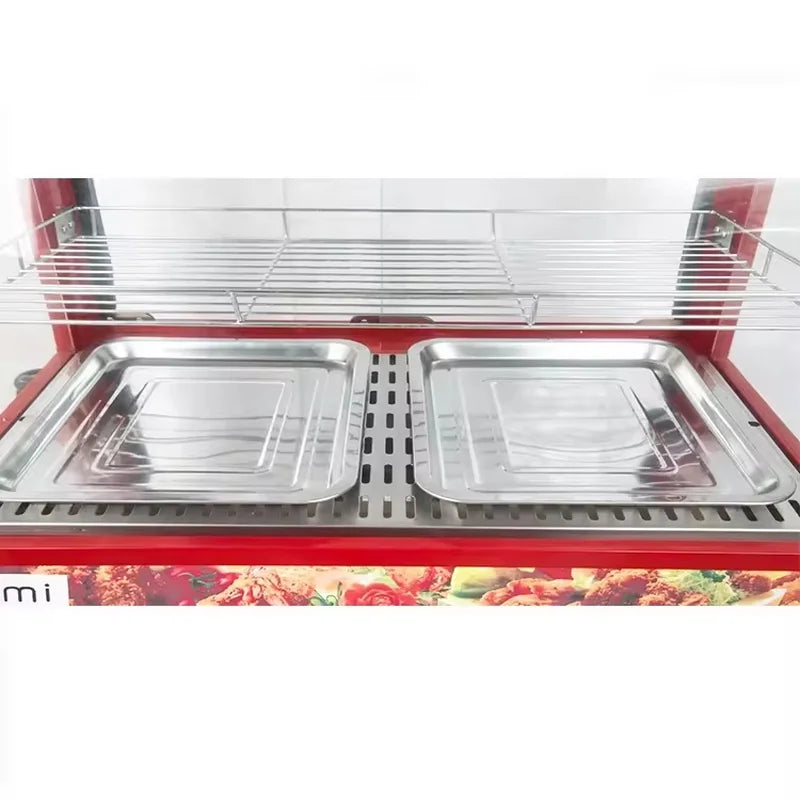ZSG-10-2 curved-glass hot food display warmer, stainless steel
