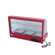 ZSG-10-32 curved-glass hot food display warmer, stainless steel