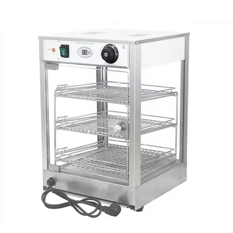 ZSG-350 three-layer compact heated food display showcase, glass front