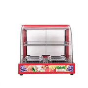 ZSG-65-2 curved-glass hot food display warmer, stainless steel