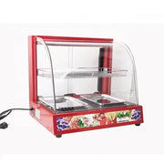 ZSG-65-3 curved-glass hot food display warmer, stainless steel