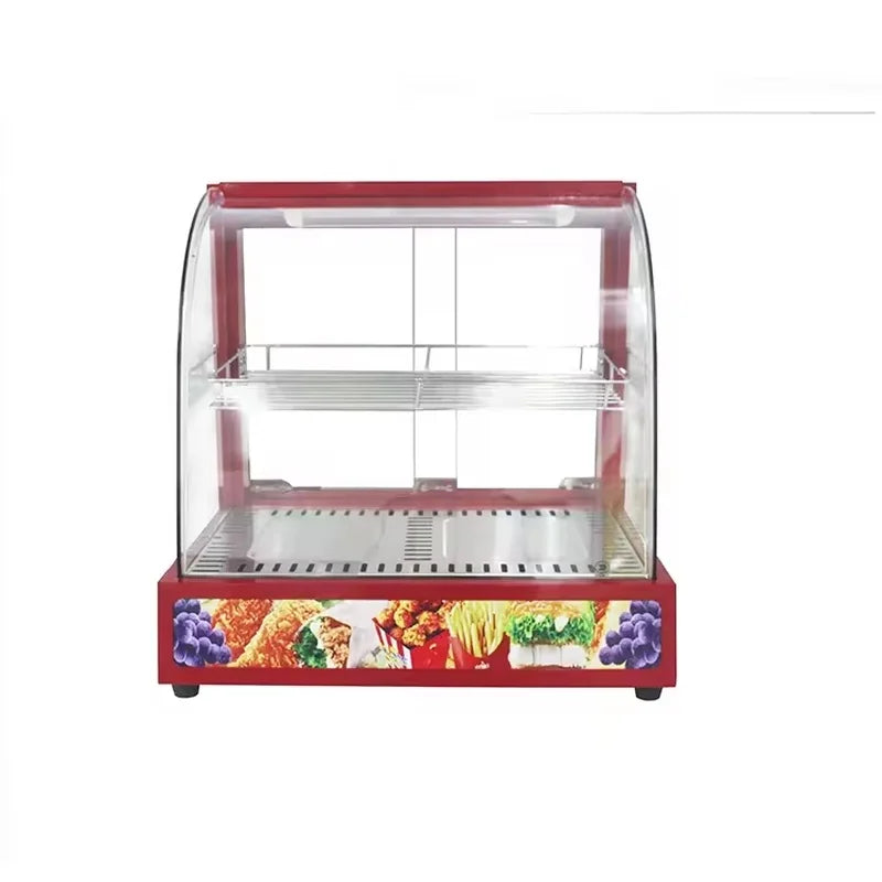 ZSG-65-2 curved-glass hot food display warmer, stainless steel